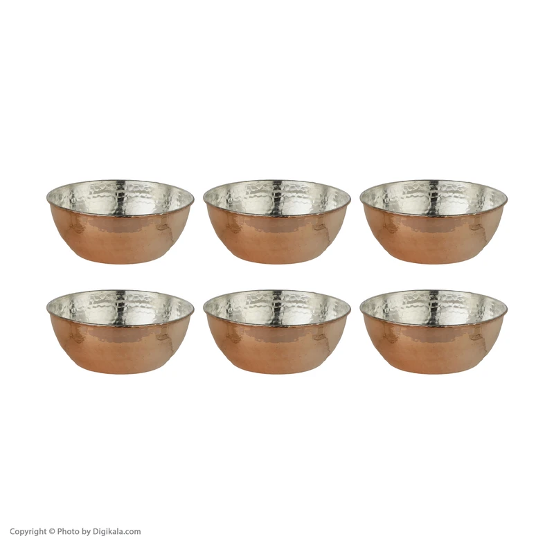 عکس شماره 6 : کاسه مسی مس زنجان کد 002 مجموعه 6 عددی