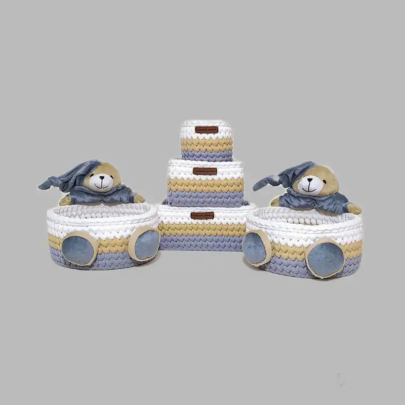 سبد قلاب بافی تریکو طرح سیسمونی نوزادی کد 543 مجموعه 5 عددی