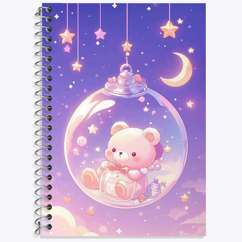 دفتر زبان 50 برگ خندالو مدل سه خط طرح خرس کیوت و بامزه کد N1736