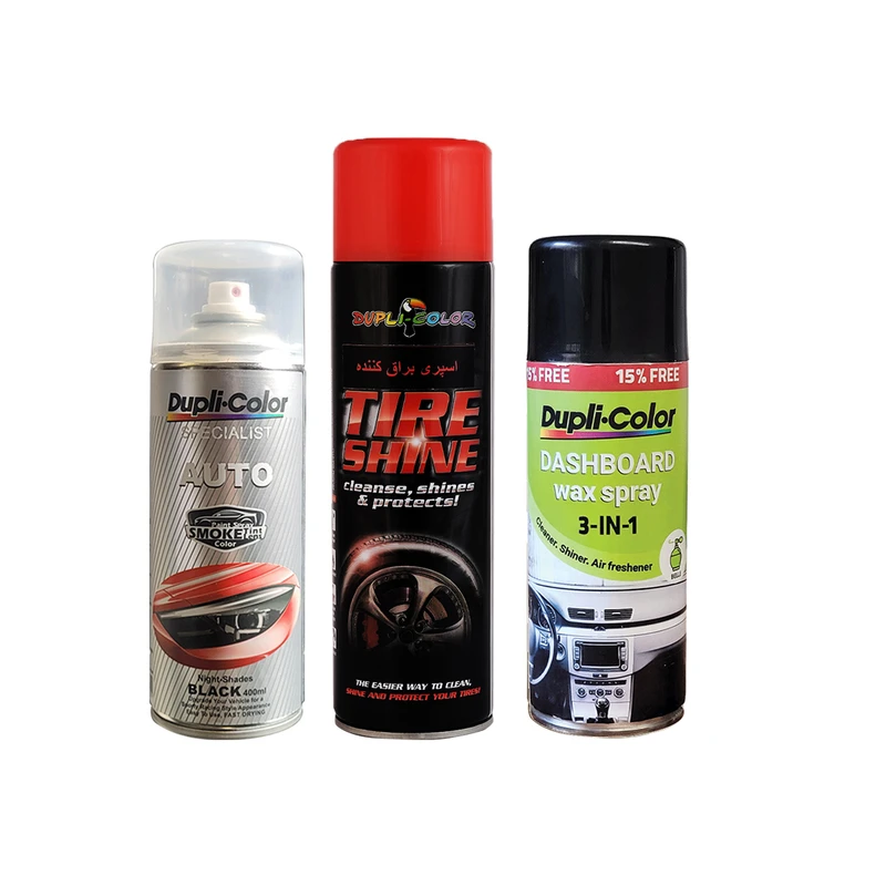 اسپری محافظ لاستیک خودرو وچراغ دودی و پولیش و خوشبو کننده داشبورد belle دوپلی کالر مدل tr3 حجم 500 میلی لیتر