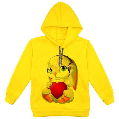 هودی دخترانه مدل خرگوش و هدفون F174 رنگ زرد