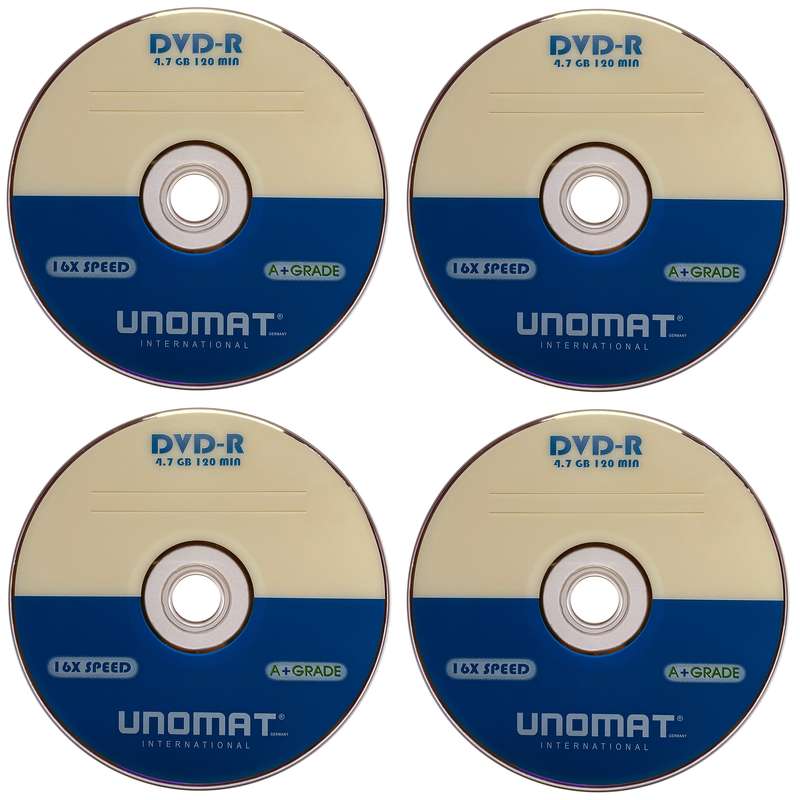 دی وی دی خام یونومات مدل DVD - R بسته 4 عددی دی وی دی خام یونومات مدل DVD - R بسته 4 عددی