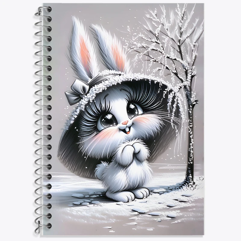 دفتر زبان 50 برگ خندالو مدل دو خط طرح خرگوش کیوت کد F7207