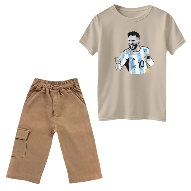 ست تی‌شرت و شلوارک پسرانه مدل مسی کد 1