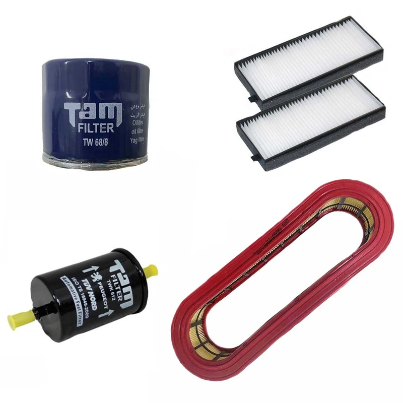 فیلتر روغن تام مدل TW68/8 مناسب برای تیبا1/2 به همراه فیلتر هوا و کابین و فیلتر سوخت