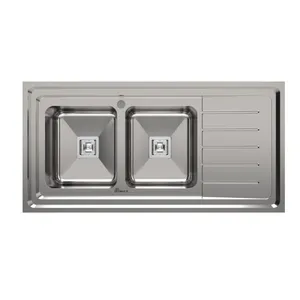 سینک ظرفشویی استیل روکار دو لگنه بیمکث مدل 925