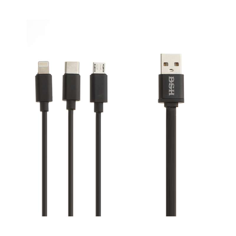 کابل تبدیل USB به MicroUSB/ USB-C/ لایتنینگ مدل BSH طول 0.6 متر