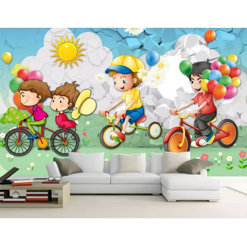پوستر دیواری اتاق کودک طرح دوچرخه سواری مدل 1191