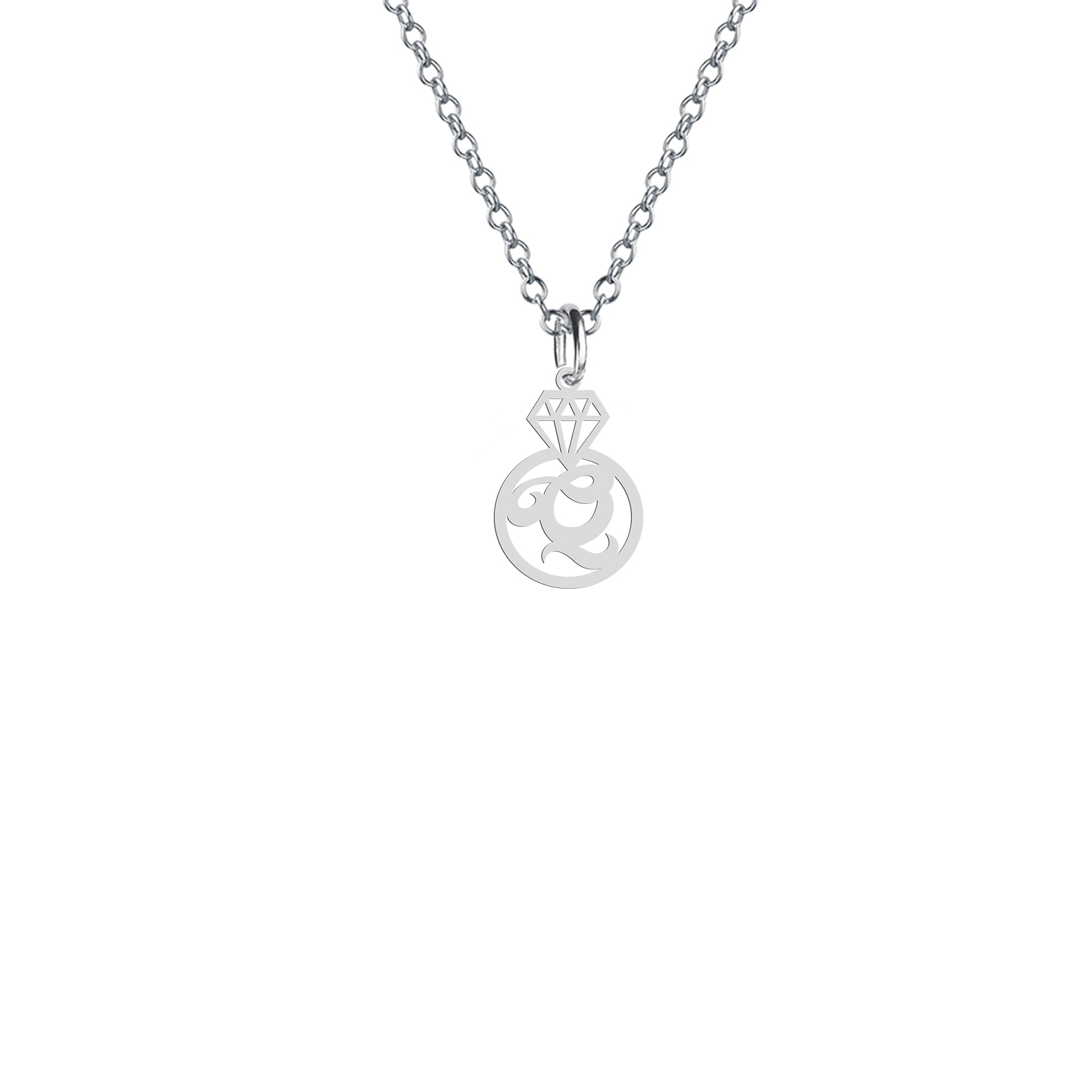 گردنبند هایکا طرح الماس و حرف Q مدل s.ha2-851