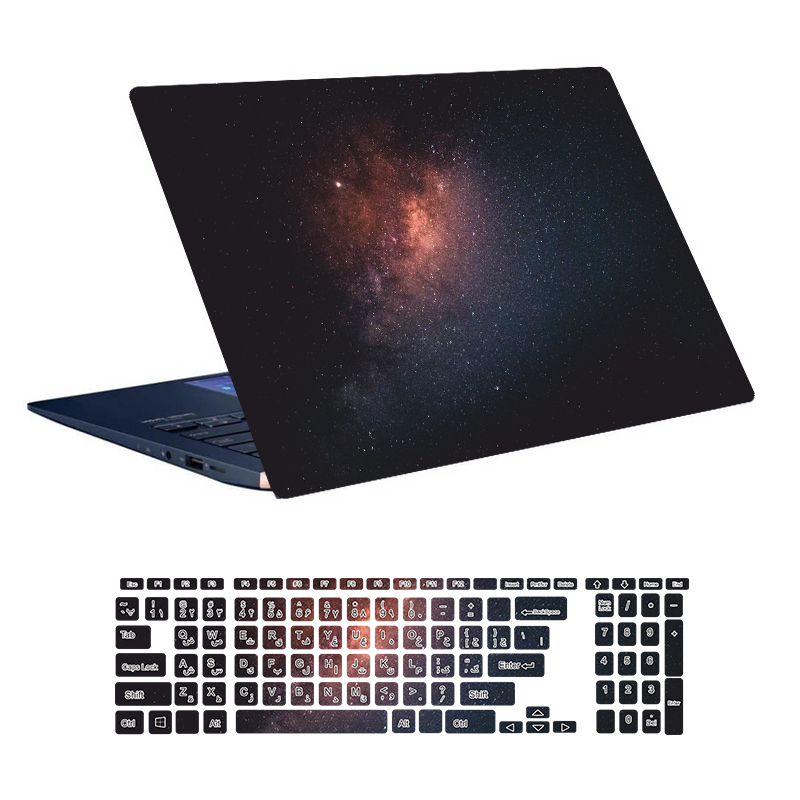 استیکر لپ تاپ توییجین و موییجین طرح Space کد 94 مناسب برای لپ تاپ 15.6 اینچ به همراه برچسب حروف فارسی کیبورد