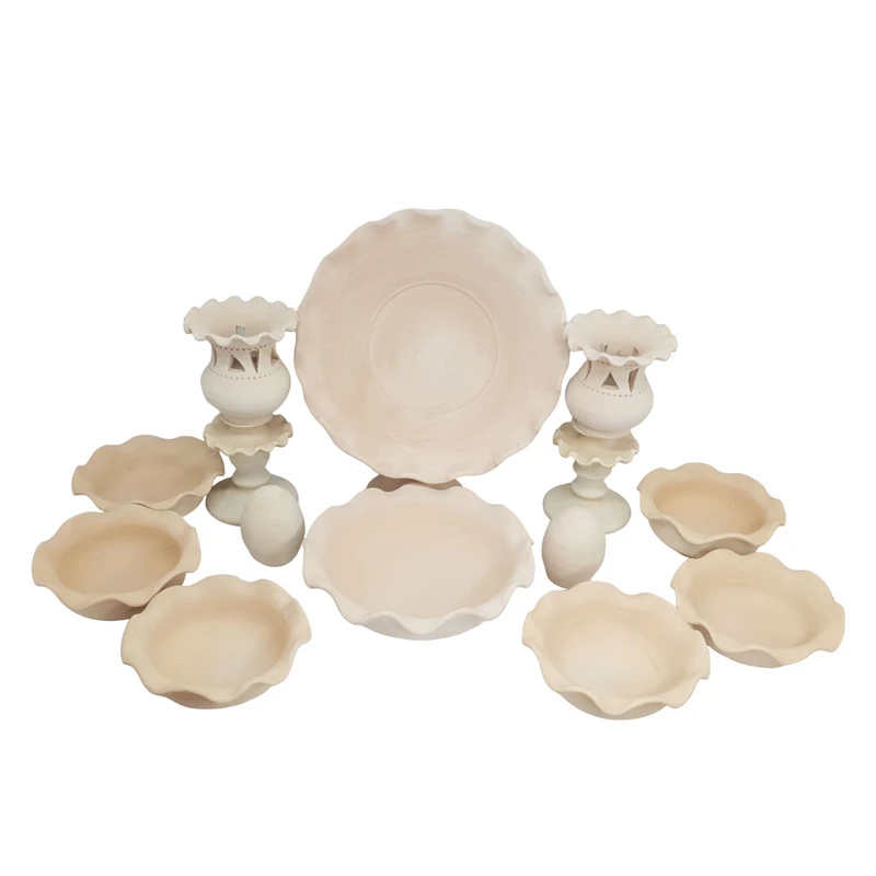 ست 14 تکه هفت سین سفالی خام مدل پیاله لبچین کد H1040