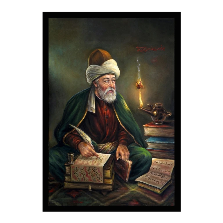تابلو بکلیت طرح شاعر مولانا جلال الدین بلخی (مولوی) مدل B-S10646 فریم مشکی