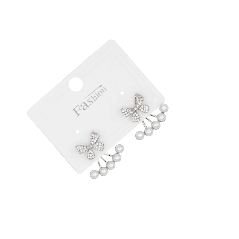 عکس شماره 3 : گوشواره دخترانه مدل پاپیونی مروارید دار