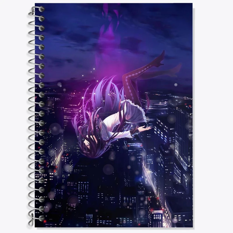 دفتر زبان 50 برگ خندالو مدل سه خط طرح همورا اکامی انیمه مادوکا مجیکا Madoka Magica کد 18417