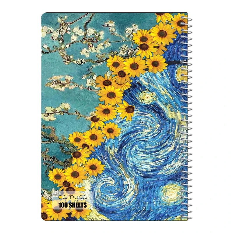 دفتر شطرنجی 100 برگ سیمی کارنیکا طرح شب پرستاره فانتزی ون گوگ Fantasy Starry Night Van Gogh کد 87147