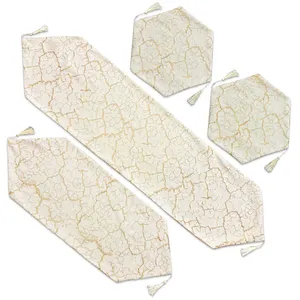 ست رومیزی 4 تکه رانر جلومبلی عسلی طرح سنگ کد ST04