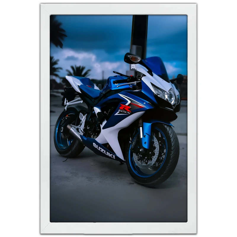 تابلو بکلیت طرح موتور سنگین سوزوکی Suzuki GSXR1000 مدل W-po1526 فریم سفید