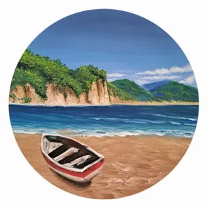 بشقاب دیوارکوب سفالی طرح ساحل دریا 