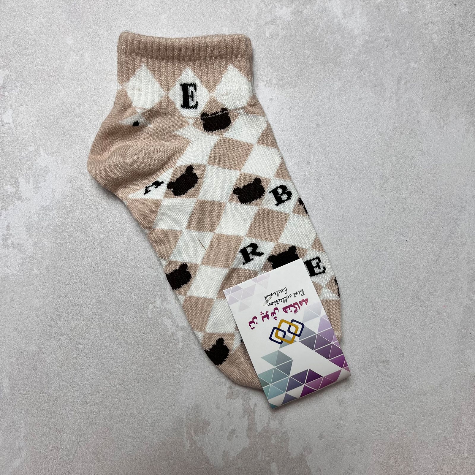 جوراب ساق کوتاه زنانه تن پوش هنگامه مدل فانتزی خرسی بسته 4 عددی -  - 4