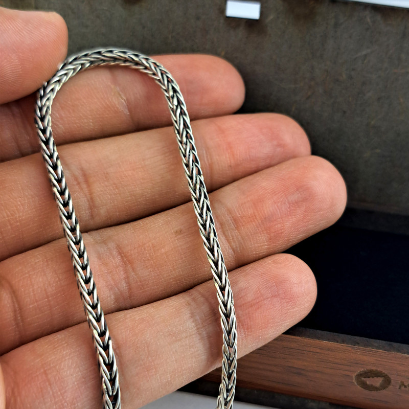 زنجیر نقره مردانه ملک زیور مدل خوشه گندمی سیاه قلم کد 1503.65