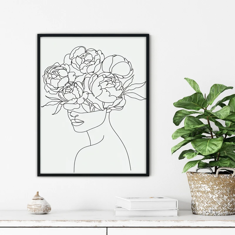 تابلو آتریسا طرح لاین آرت مدرن مدل ATFL76 فریم مشکی