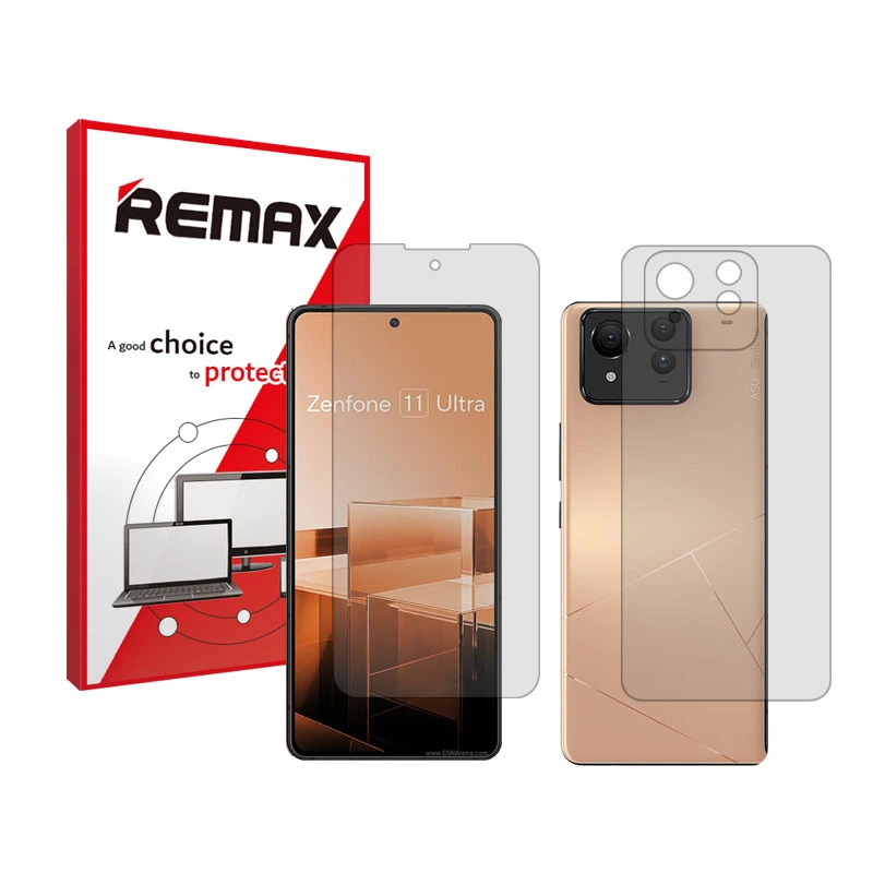 محافظ صفحه نمایش شفاف ریمکس مدل Resistant مناسب برای گوشی موبایل ایسوس  Zenfone 11 Ultra به همراه محافظ پشت گوشی