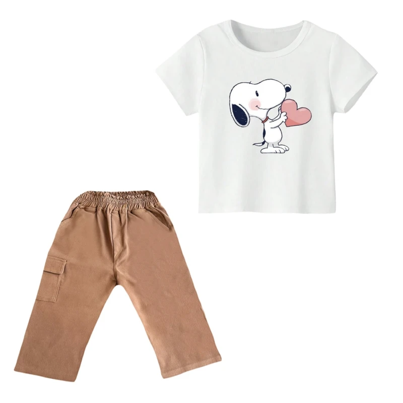 ست تی شرت و شلوارک پسرانه مدل اسنوپی کد ۴۷