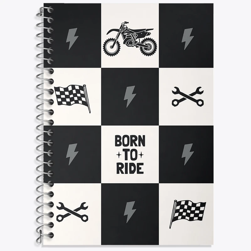 دفتر زبان 50 برگ خندالو مدل سه خط طرح موتورسواری کد N509