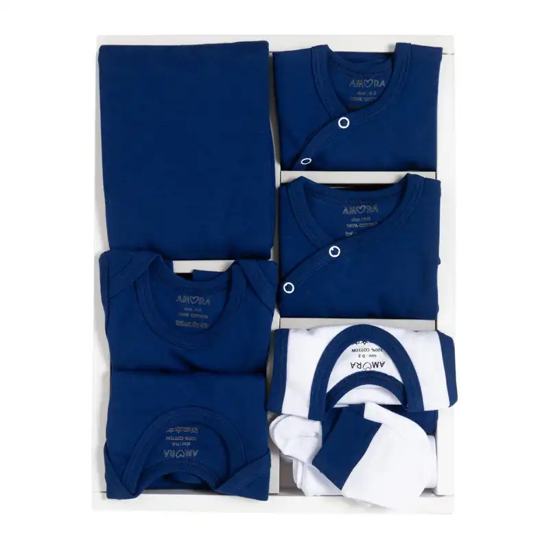 ست 19 تکه لباس نوزادی آمورا مدل sensitive رنگ سورمه ای