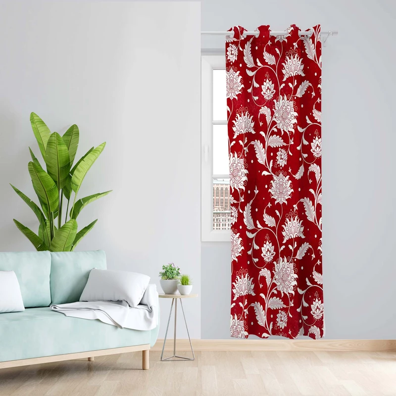 پرده طرح گلدار مدل مخمل پانچی کد 5054L z سایز 140x200 سانتی متر