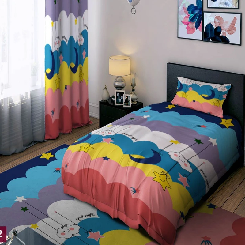 سرویس خواب 1 نفر 4 تکه مدل رنگارنگ شاد کد 1180