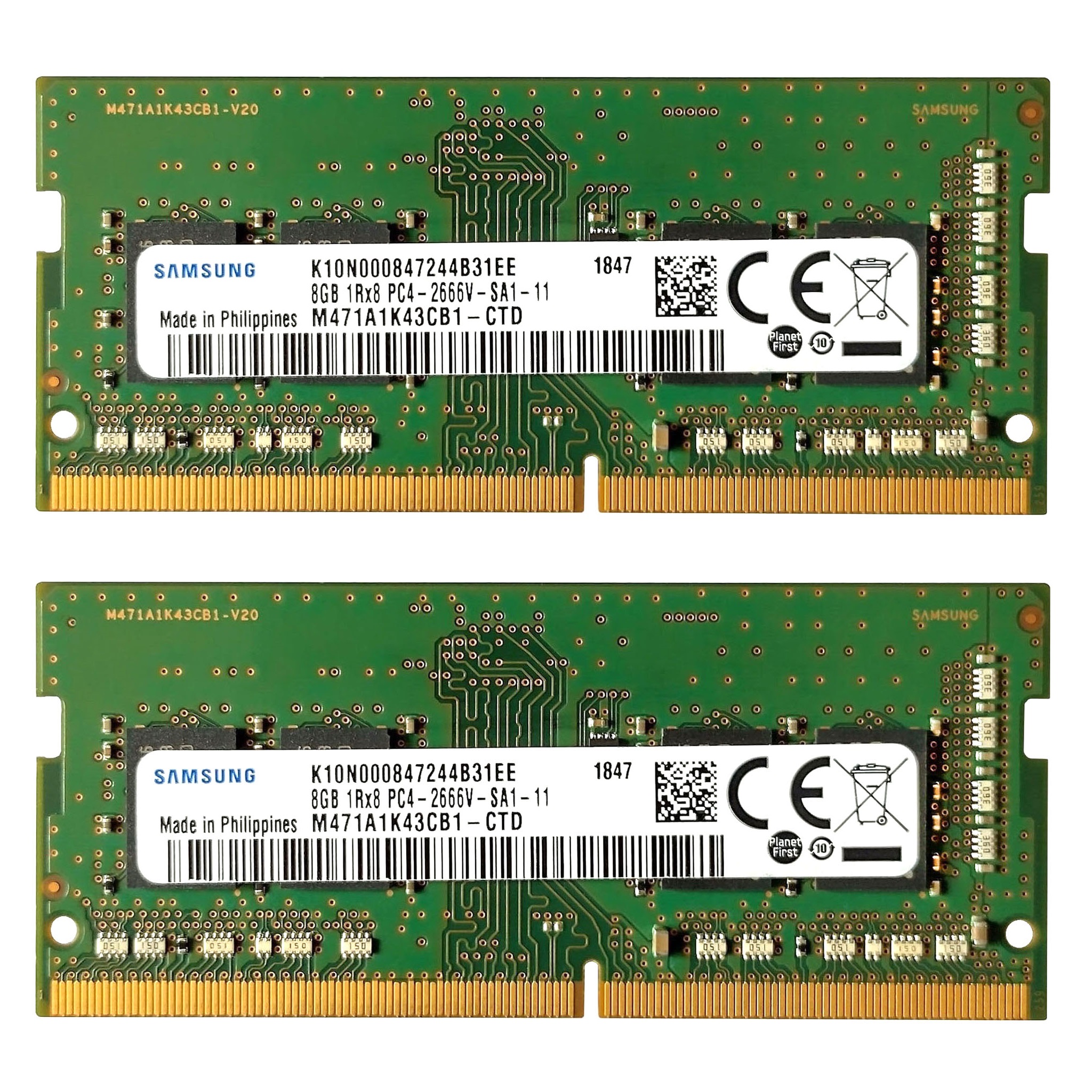 رم لپ تاپ DDR4 تک کاناله 2666 مگاهرتز CL19 سامسونگ مدل PC4-2666 ظرفیت 8 گیگابایت بسته دو عددی