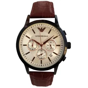 ساعت مچی عقربه‌ای مردانه امپریو آرمانی مدل بندچرمی کرنوگراف سه موتوره فعال کد 745/012