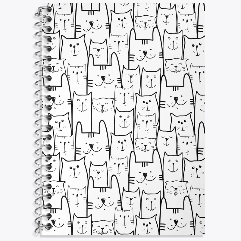 دفتر زبان 50 برگ خندالو مدل دو خط طرح پترن گربه کد N376