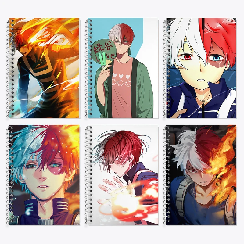 دفتر زبان 50 برگ خندالو مدل دو خط طرح شوتو تودوروکی انیمه آکادمی قهرمان من کد 669 مجموعه 6 عددی