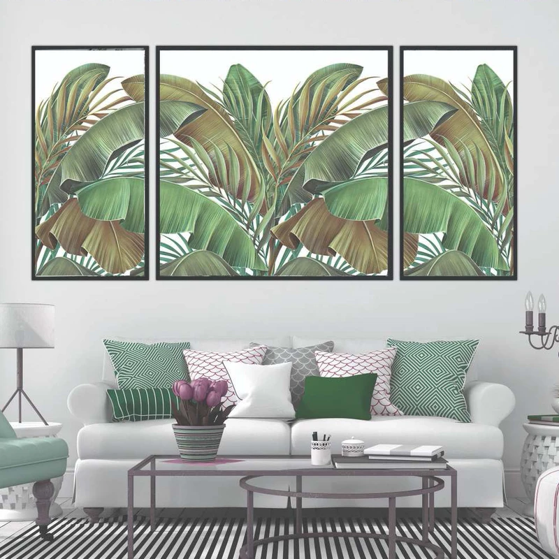 تابلو بکلیت طرح مدرن دیجیتال آرت مدل B-2019 فریم مشکی مجموعه 3 عددی