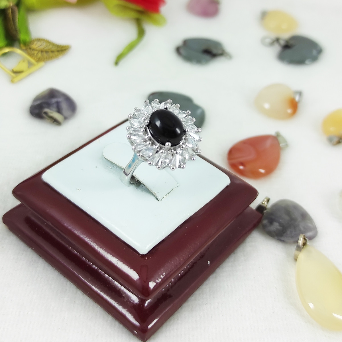 انگشتر نقره زنانه سلین کالا مدل خورشید عقیق