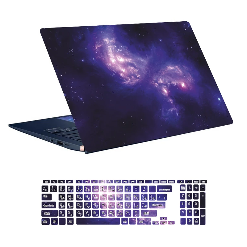 استیکر لپ تاپ توییجین و موییجین طرح Space کد 69 مناسب برای لپ تاپ 15.6 اینچ به همراه برچسب حروف فارسی کیبورد 