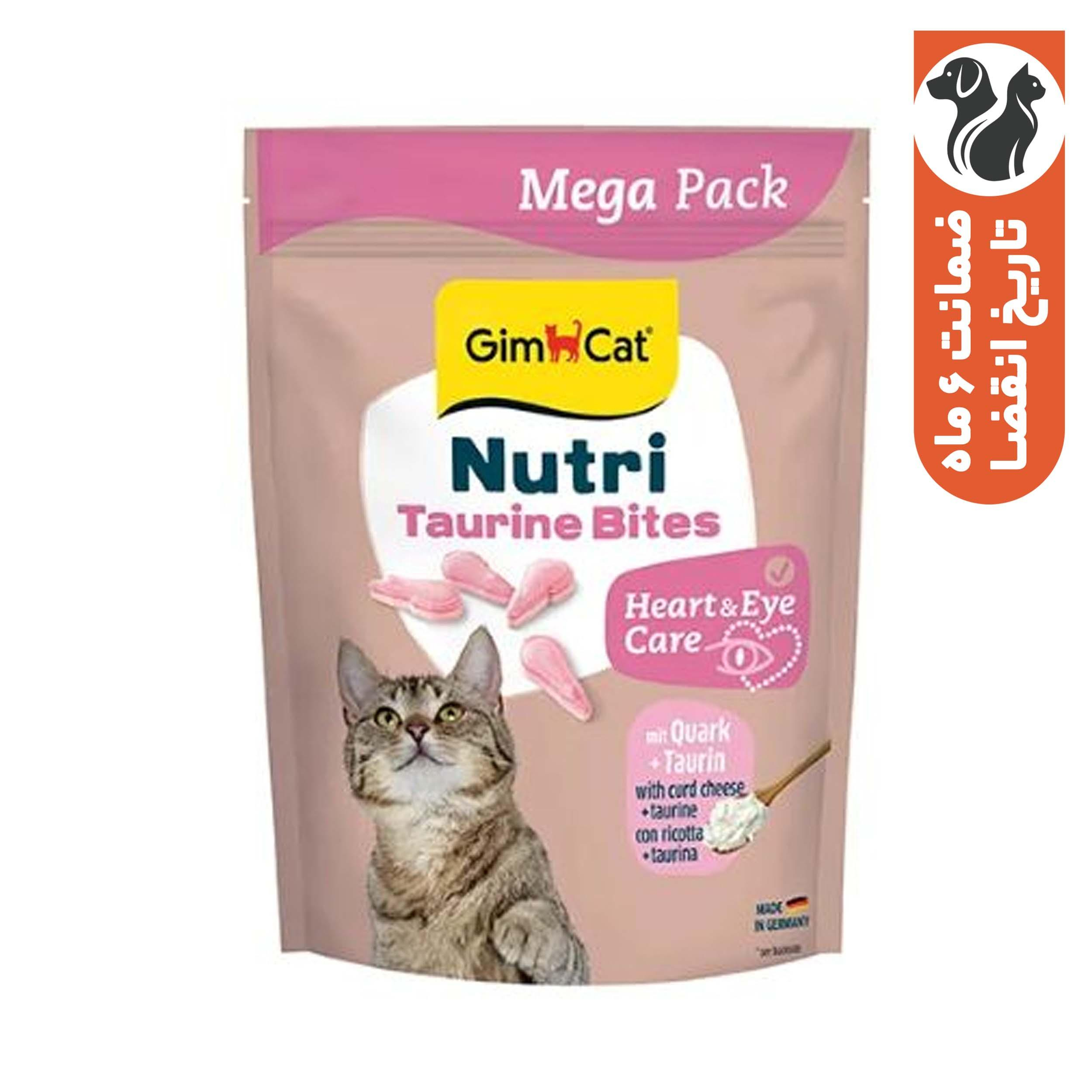 تشویقی گربه جیم کت مدل تائورین مناسب تقویت چشم و قلب طعم لبنیات وزن 425 گرم