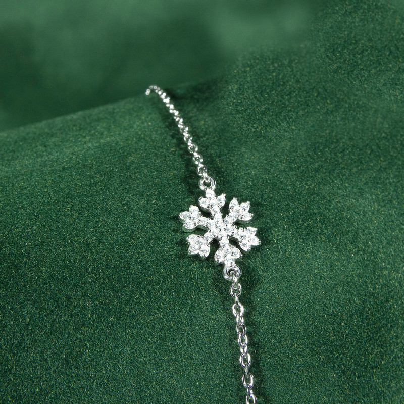 دستبند نقره زنانه مدل دانه برف AMT_D056