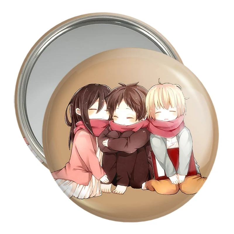 آینه جیبی خندالو مدل ارن و میکاسا و آرمین انیمه اتک آن تایتان Attack on Titan  کد 10976