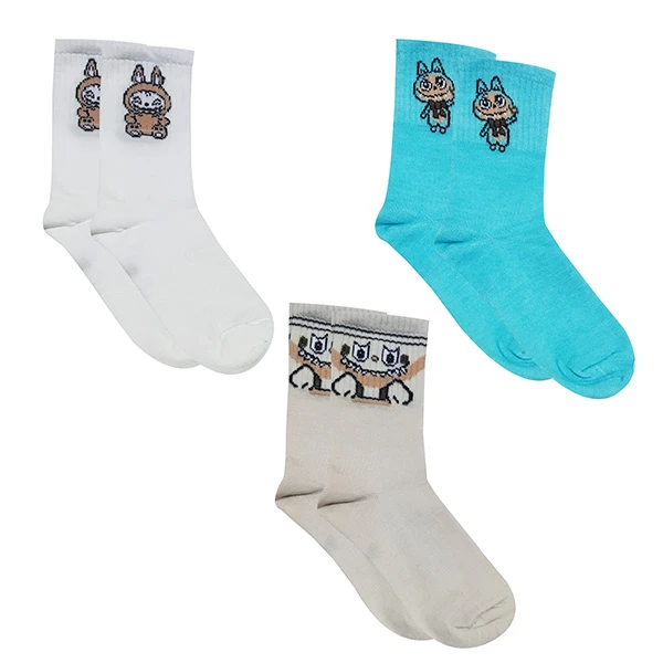 جوراب ساق بلند پسرانه تن پوش هنگامه مدل کش اسپرت لبوبو بسته 3 عددی