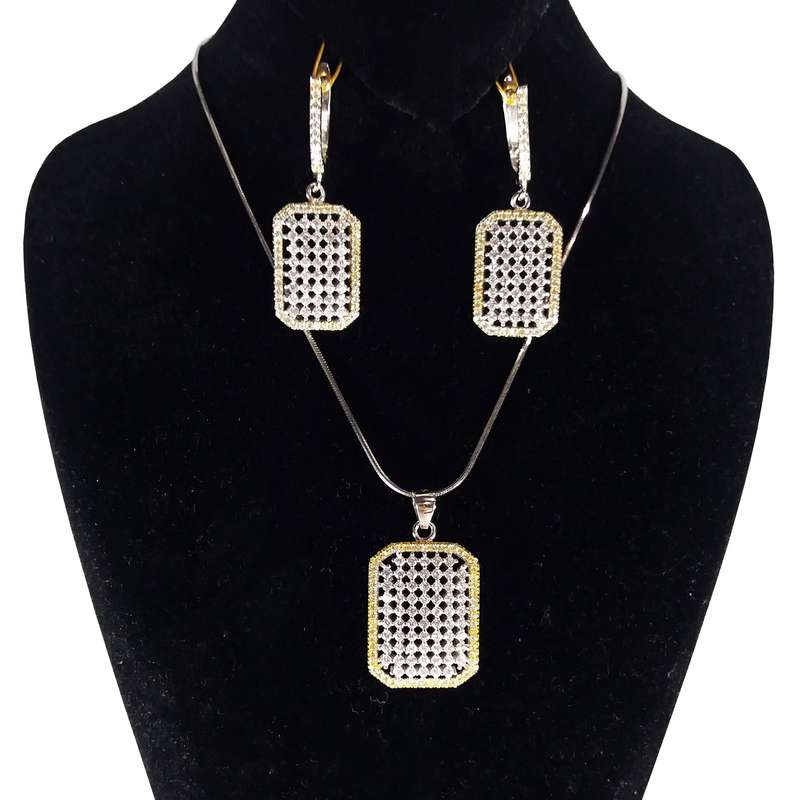 نیم ست نقره زنانه مدل  جواهری کد NG2065