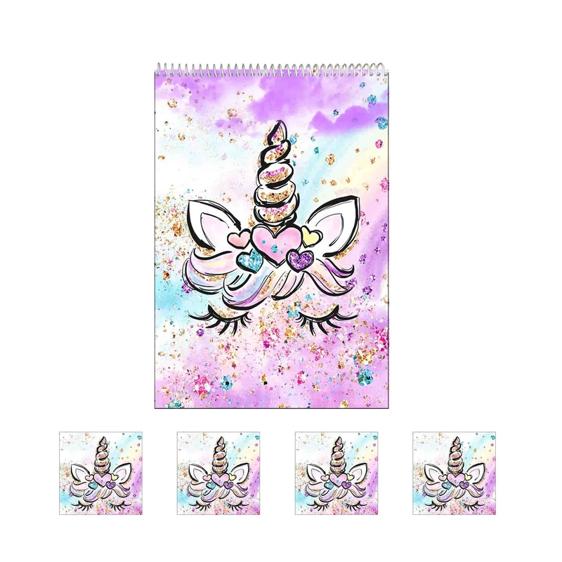 دفتر نقاشی 50 برگ مدل یونی کورن کد Unicorn 2 به همراه برچسب مجموعه 5 عددی