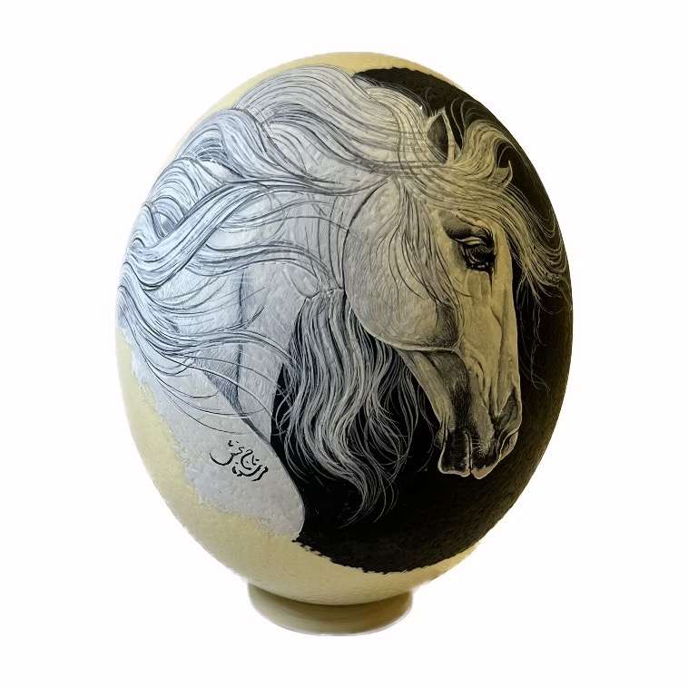 تخم شترمرغ تزیینی مدل اسب