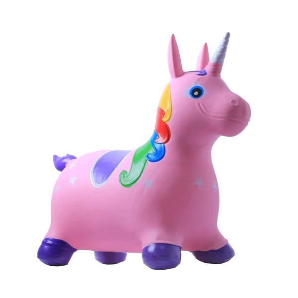 عروسک بادی مدل پرشی اسب شاخ دار یونیکورن