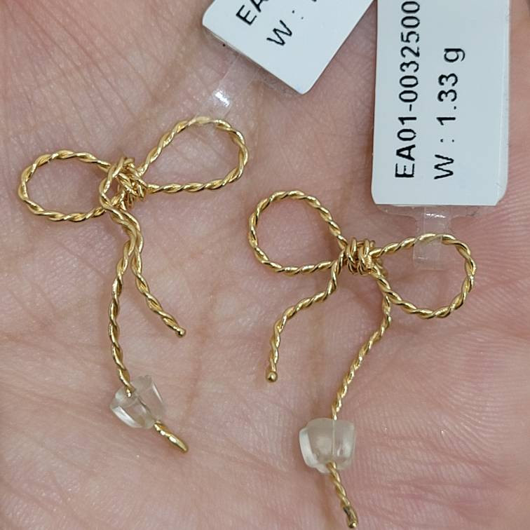 گوشواره بخیه‌ای طلا 18 عیار زنانه مان گالری مدل پاپیون بافت مفتولی کد EA01-0032500 - 3