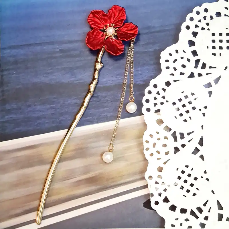 گیره مو زنانه مدل کانزاشی ژاپنی گل پنج پر کد brg 2916