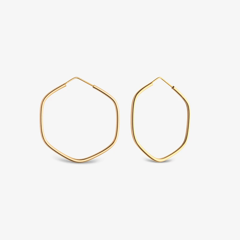 گوشواره حلقه‌ای طلا 18 عیار زنانه گلدم مدل هندسی 2E245008