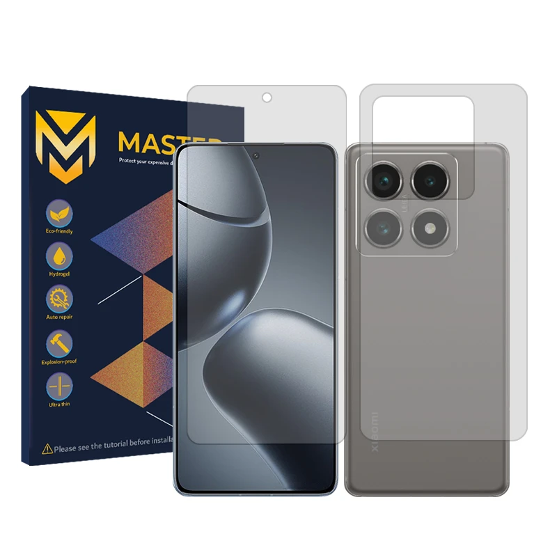 محافظ صفحه نمایش شفاف مستر مدل Resistant مناسب برای گوشی موبایل شیائومی 14T Pro به همراه محافظ پشت گوشی